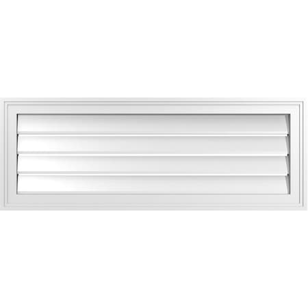 Vertical Surface Mount PVC Gable Vent: Functional, W/ 2W X 1-1/2P Brickmould Frame, 38W X 14H